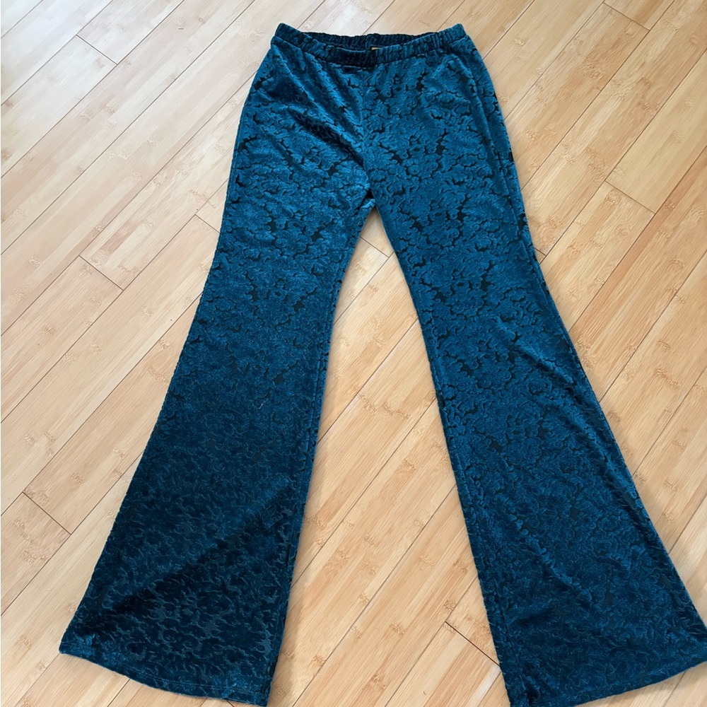 Wrangler Teal Velvet Flare Pants Vintage M